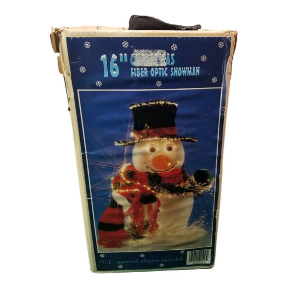 Vintage Classic 16" Christmas Fiber Optic Snowman Holiday Top Hat Scarf Orig Box - Picture 2 of 5